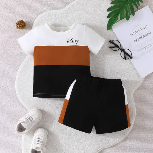 The Carson - Baby Boy KING Stripe Short Sleeve T-Shirt and Shorts