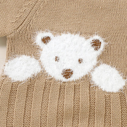 The Myles - Baby Unisex Bear Design Knitted Romper