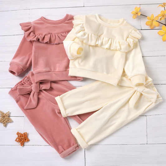 The Allison - Baby Girl Coral Fleece Top & Pants