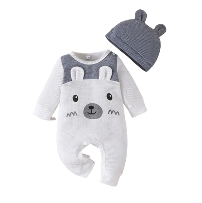 The Adair - Cartoon Onesie + Cute Bear Ears Hat