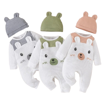 The Adair - Cartoon Onesie + Cute Bear Ears Hat