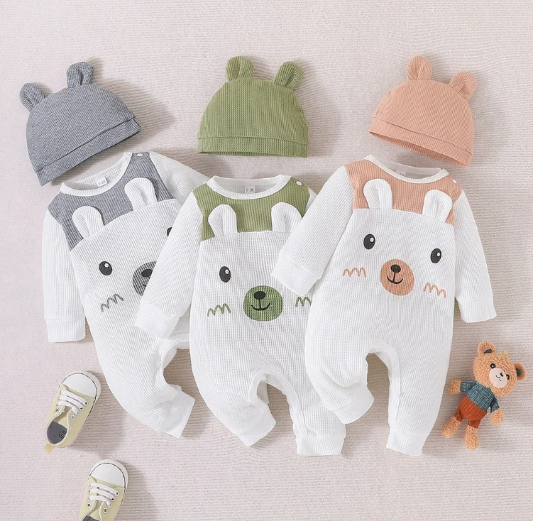 The Adair - Cartoon Onesie + Cute Bear Ears Hat