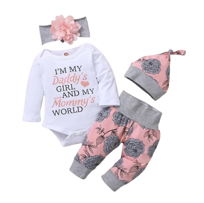 The Bellamy -Daddy's Girl & Mommy's World Romper + Rose Pants