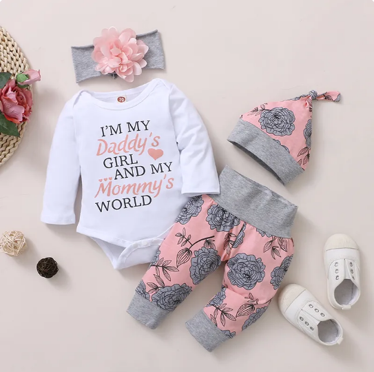 The Bellamy -Daddy's Girl & Mommy's World Romper + Rose Pants