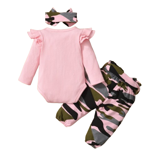 The Alva - Pink Romper + Camouflage Pants