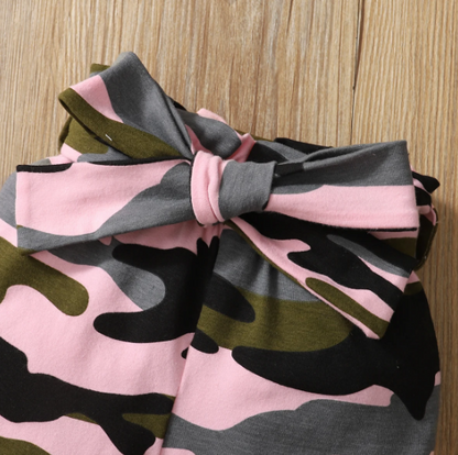 The Alva - Pink Romper + Camouflage Pants