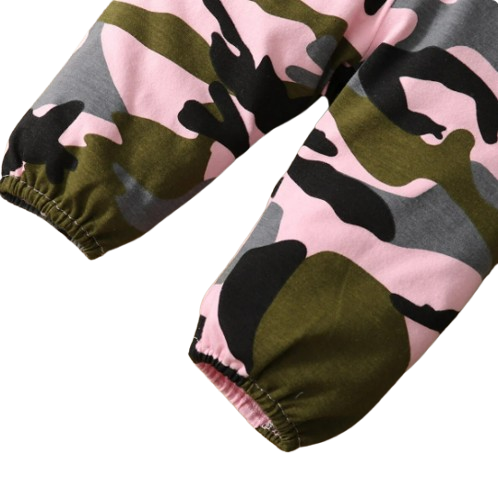 The Alva - Pink Romper + Camouflage Pants