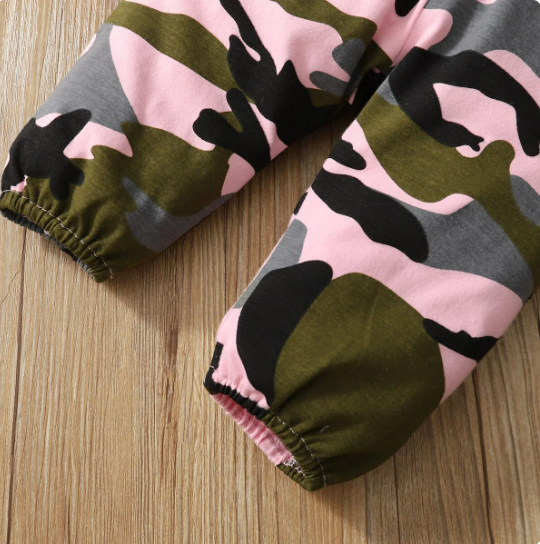 The Alva - Pink Romper + Camouflage Pants