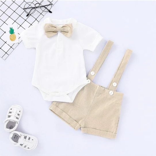 The Kris - Gentlemen Bowtie Romper + Suspender