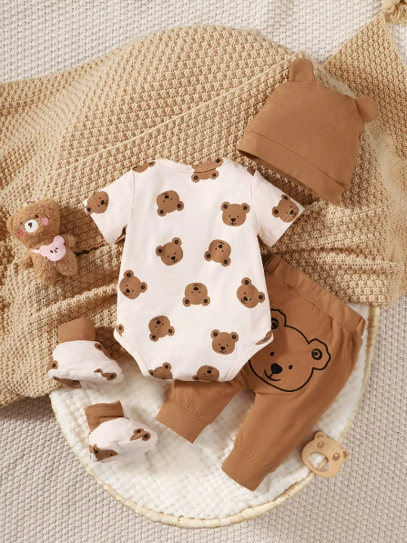 The Campbell - Bear Print Romper Set