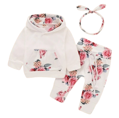 The Courtney - Floral Hooded Top + Pants + Headband