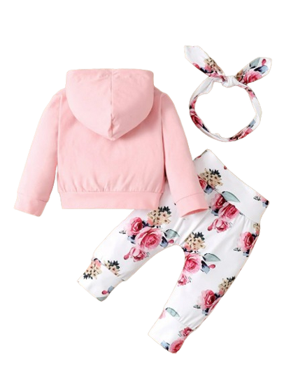 The Courtney - Floral Hooded Top + Pants + Headband