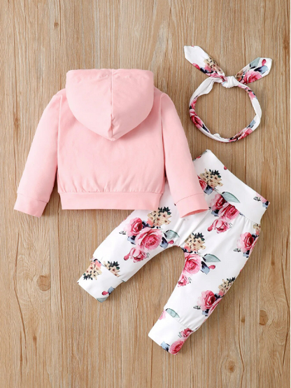 The Courtney - Floral Hooded Top + Pants + Headband