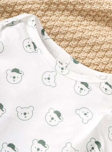 The Darcy - Bear Print + Green Jumpsuit