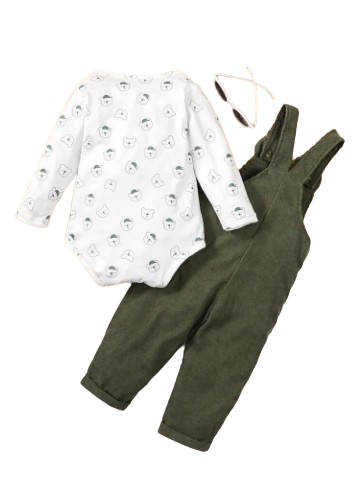 The Darcy - Bear Print + Green Jumpsuit