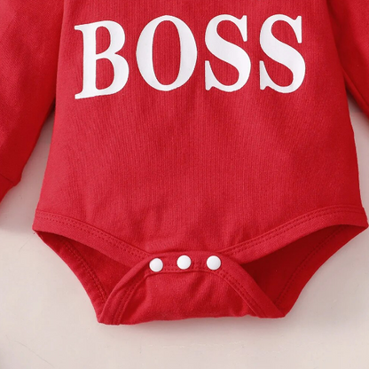 The Hollis - Baby Unisex Red Little Boss Hoodie + Pants