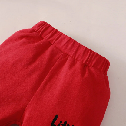 The Hollis - Baby Unisex Red Little Boss Hoodie + Pants