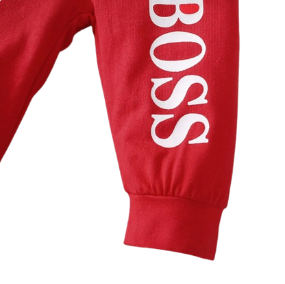 The Hollis - Baby Unisex Red Little Boss Hoodie + Pants