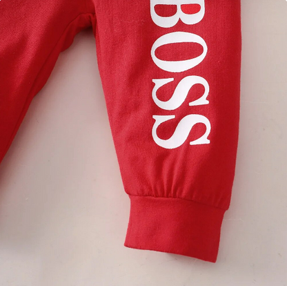 The Hollis - Baby Unisex Red Little Boss Hoodie + Pants