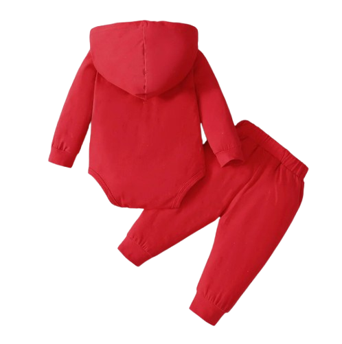 The Hollis - Baby Unisex Red Little Boss Hoodie + Pants