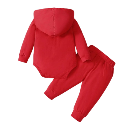 The Hollis - Baby Unisex Red Little Boss Hoodie + Pants