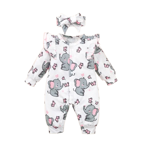 The Gray - Elephant Print Romper