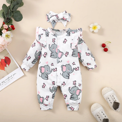 The Gray - Elephant Print Romper