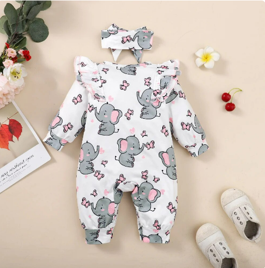 The Gray - Elephant Print Romper