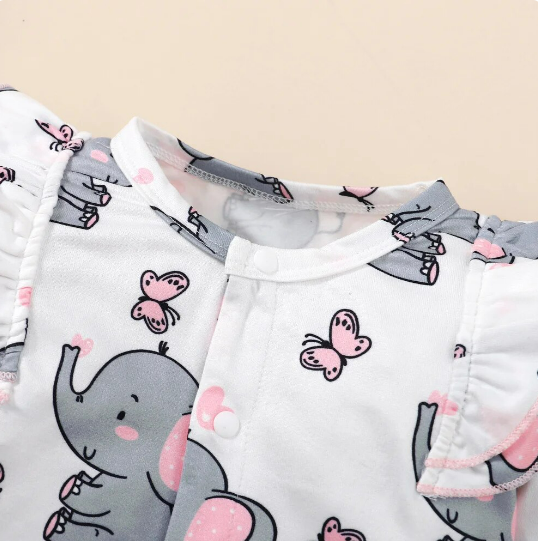 The Gray - Elephant Print Romper