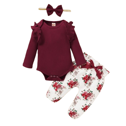 The Kit - Maroon Tops + Floral Pants + Headband