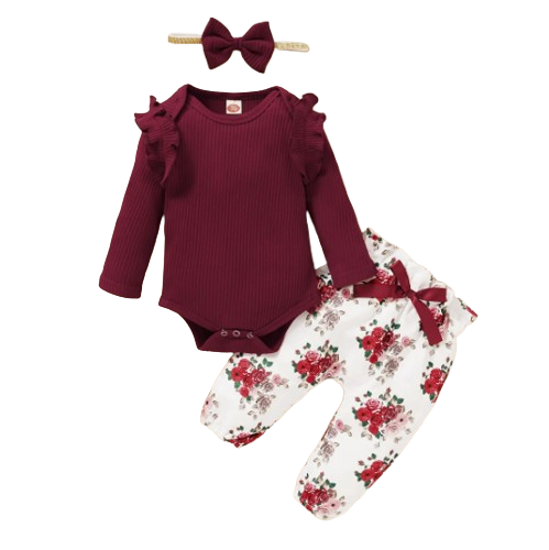 The Kit - Maroon Tops + Floral Pants + Headband