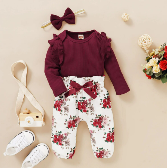 The Kit - Maroon Tops + Floral Pants + Headband