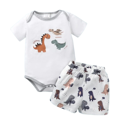 The Isaac - Dinosaur Print Bodysuit + Shorts Set