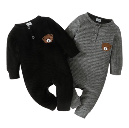 The Mason - Bear Print Tiny Button Onesies