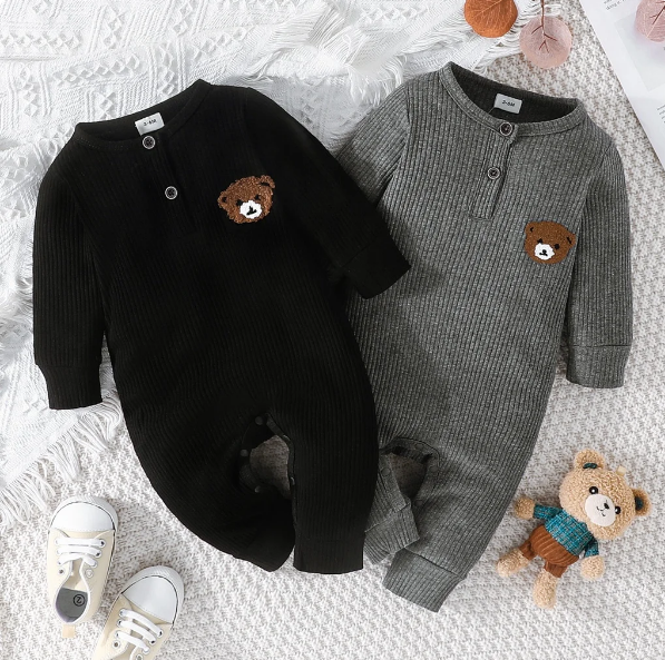 The Mason - Bear Print Tiny Button Onesies