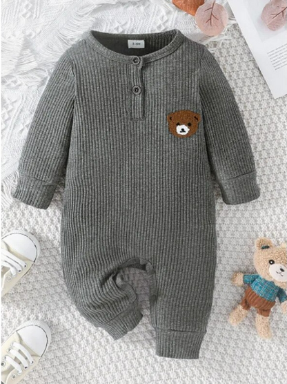 The Mason - Bear Print Tiny Button Onesies