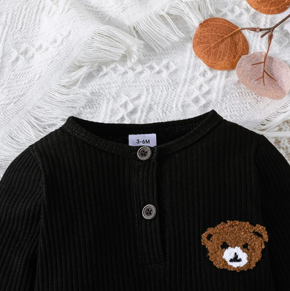 The Mason - Bear Print Tiny Button Onesies