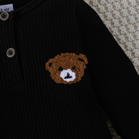 The Mason - Bear Print Tiny Button Onesies