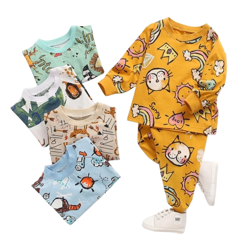 The Jazz - Cartoon Print Tops + Pants Pajamas