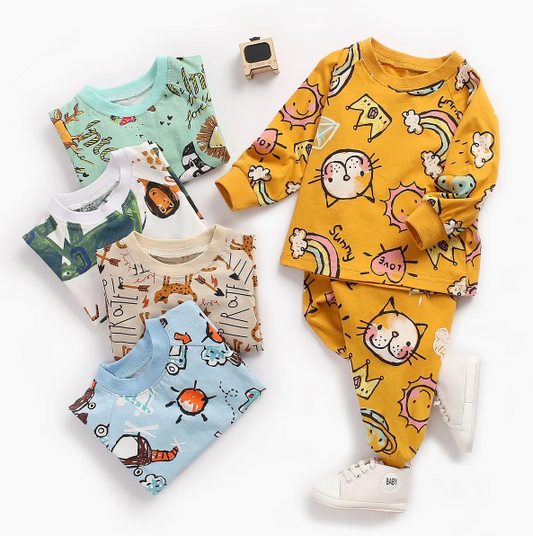 The Jazz - Cartoon Print Tops + Pants Pajamas