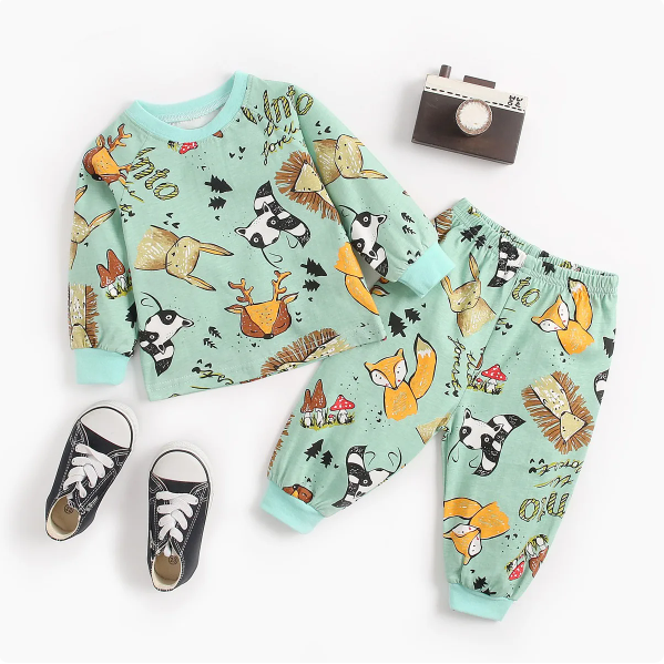 The Jazz - Cartoon Print Tops + Pants Pajamas