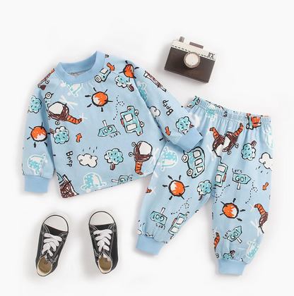 The Jazz - Cartoon Print Tops + Pants Pajamas