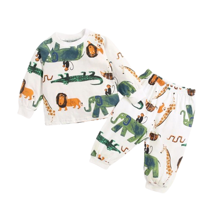 The Jazz - Cartoon Print Tops + Pants Pajamas