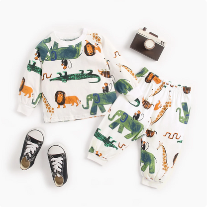 The Jazz - Cartoon Print Tops + Pants Pajamas