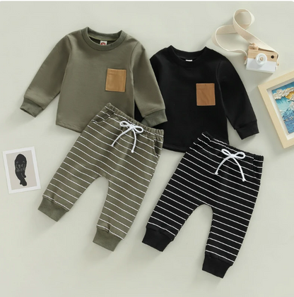 The Zak - Longsleeve Tops + Pocket Pullover + Stripe Trouser