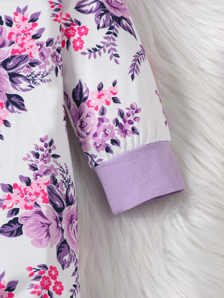 The Leila - Violet Floral Print Romper + Bow Hairband