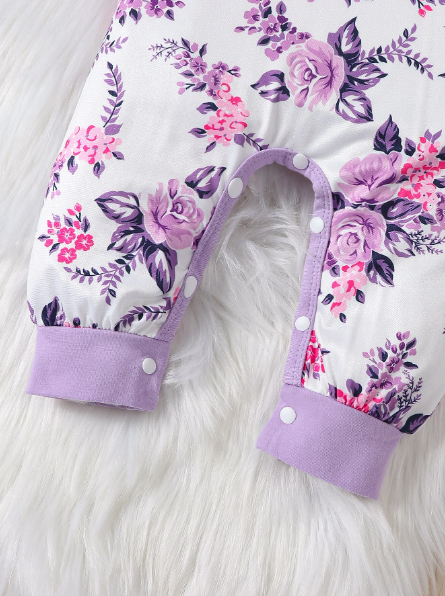 The Leila - Violet Floral Print Romper + Bow Hairband