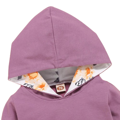 The Eliana - Violet Hooded Long Sleeve Tops + Floral Pants