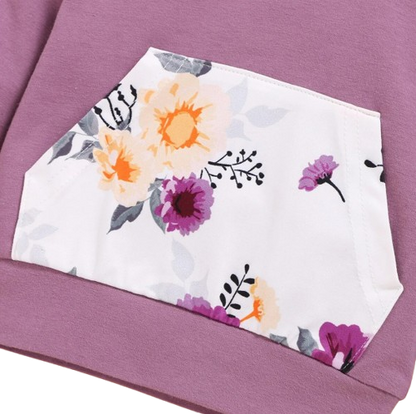 The Eliana - Violet Hooded Long Sleeve Tops + Floral Pants