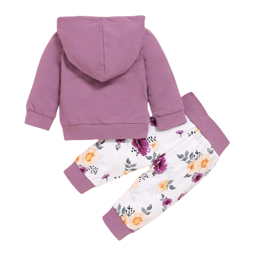 The Eliana - Violet Hooded Long Sleeve Tops + Floral Pants